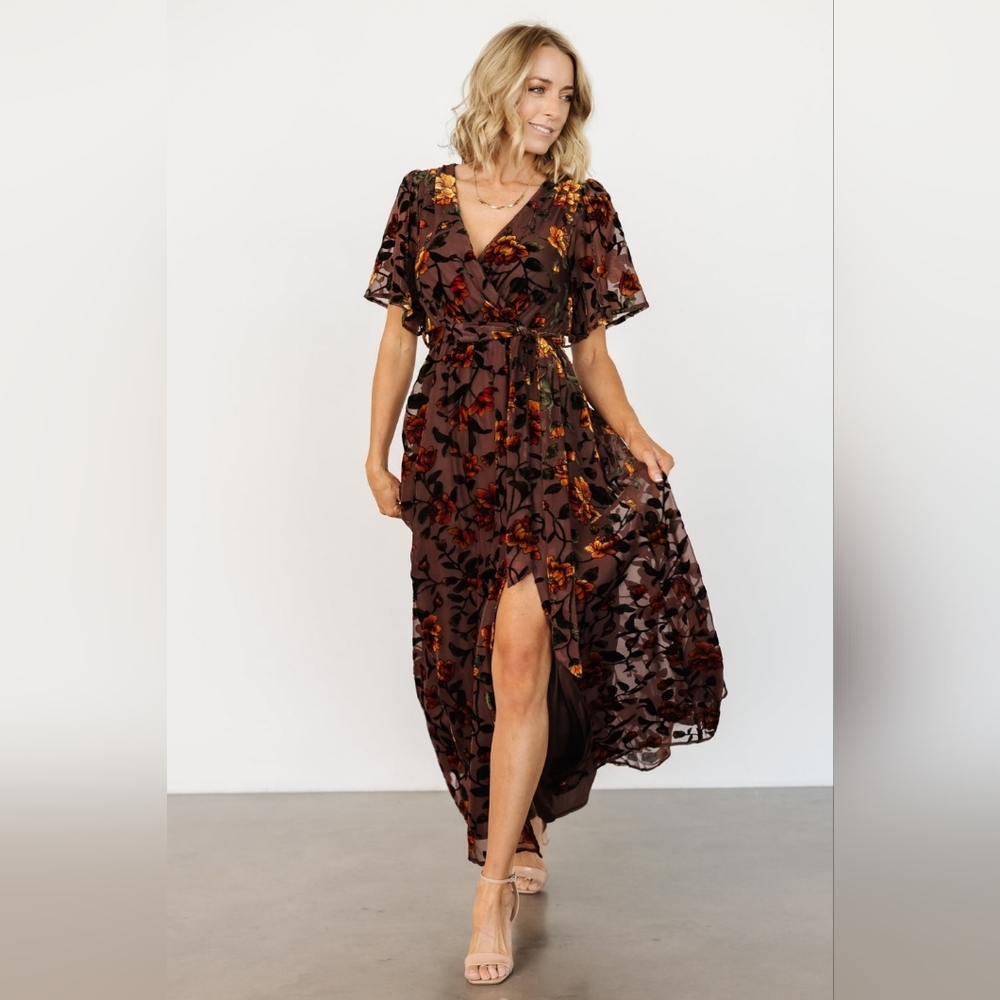 Baltic Born Autumn Floral Maxi Dress - Brown and Orange